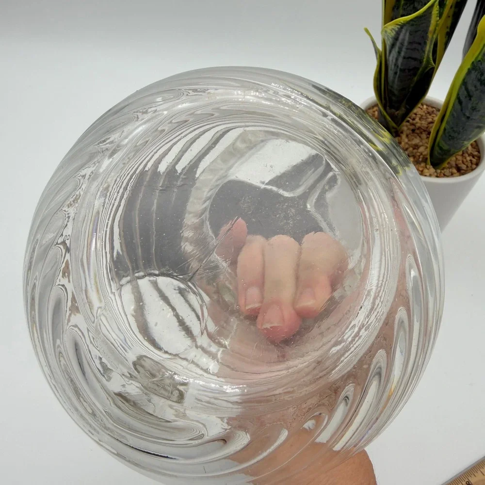 Vintage Hazel Atlas Clear Ribbed Tilted Ball Pitcher with Fluted Neck 6